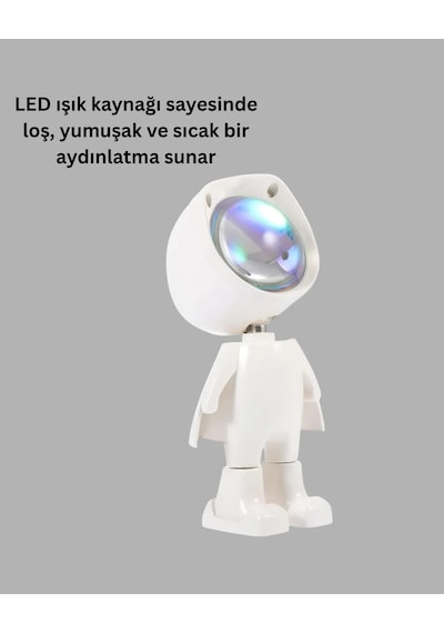 360 Ayarlanabilir Başlıklı Astronot Gece Lambası Beyaz 97224127
