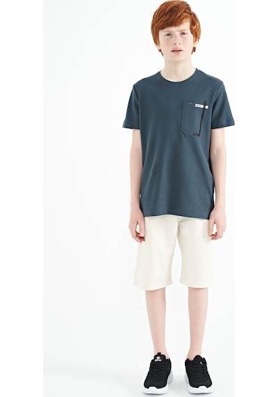 Tommylife Tommy Life Orman Yeşili Cep Detaylı O Yaka Standart Kalıp Erkek Çocuk T-shirt - 11120 Yeşil