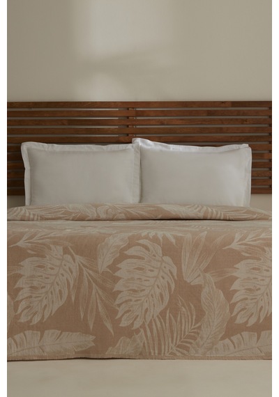 Karaca Home Leafy Sea Müslin Çift Kişilik Tek Pike Bej Bej