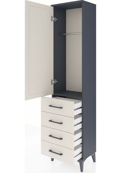 Arges Dolap Tek Raflı 4 Çekmeceli Tek Askılı 44x30x182 Antrasit-aytaşı Antrasit Arges Dolap Tek Raflı 4 Çekmeceli Tek Askılı 44x30x182 Antrasit-aytaşı Antrasit
