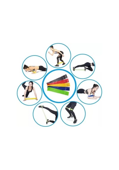 5 Farklı Seviyeli Çantalı Pilates Direnç Bandı Seti Diğer