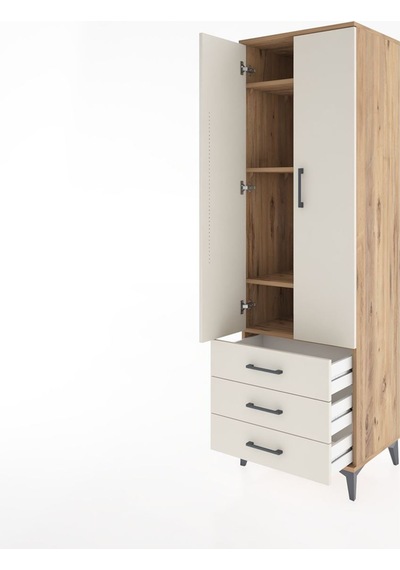 Hyperion Dolap 4 Raflı 3 Çekmeceli 2 Kapaklı 60x44x195 Çam-ay... Çam