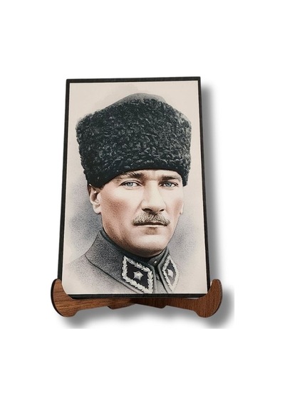 Atatürk Masaüstü Ahşap Tablo - Kabartmalı Baskı Şık Hediyelik 10x16 Cm No 1 3 Parça