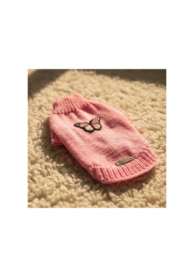 Kedi Ve Köpek İçin Kelebekli Pembe Kazak