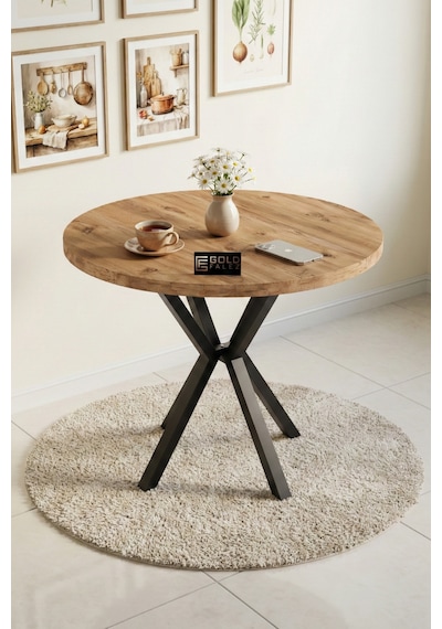 Yuvarlak Masa Atlantik Kahverengi 90 Cm Çok Renkli