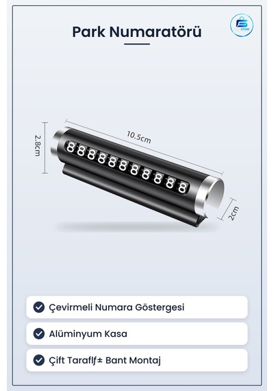Araç İçi Park Numaratörü Alüminyum Kasa Çevirmeli Telefon Numaras