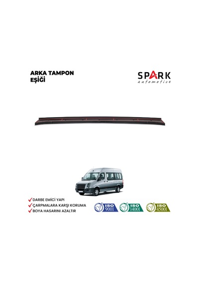 Volkswagen Crafter 2006-2012 Yıl Aralığı Uyumlu Arka Tampon Eşiği Parlak Siyah