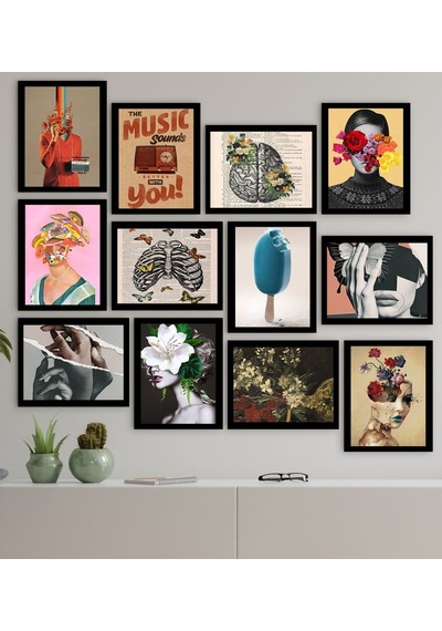 Bk Gift 12 Parça Çerçeve Görünümlü Ahşap Tablo Seti (65X80Cm)-14