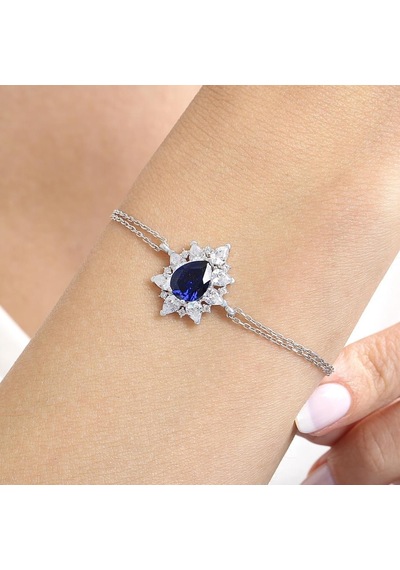 Effective Diamond Londra Tutkusu Sentetik Safir Taşlı Gümüş Bileklik