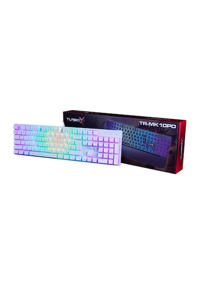 Turbox Tr-mk10pd Rgb Beyaz Makro Bilek Destekli Blue Switch Kablolu Mekanik Rainbow Gaming Klavye