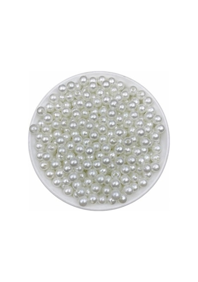 Plastik Inci, 50gr 8mm Beyaz Plastik Inci Boncuk , Takı Yapım Boncuğu 50gr, 180 Adet
