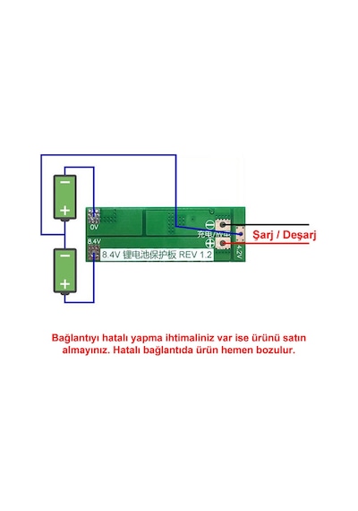 Alkatronik-Bms 2S 20A Koruma Kartı Standart Lityum Pil Batarya Li-İon 18650