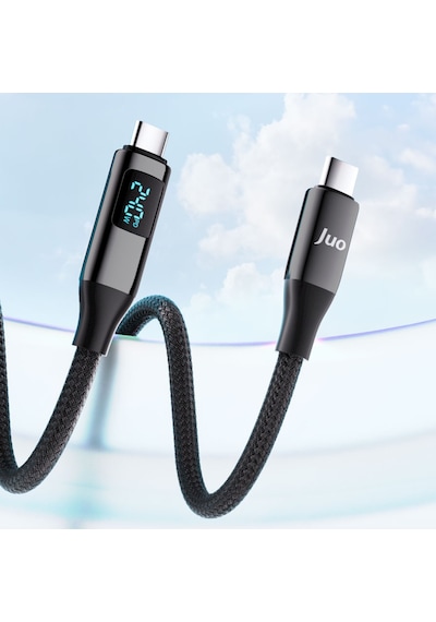 Juo 240W Usb 3.1 Gen2 10Gbps E-mark Çipli Led Display 4K 60Hz Görüntü ve Type-c Hızlı Şarj Kablosu 1.25 M