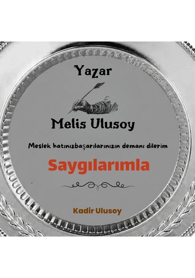 Yazara Hediye Kişiye Özel İsimli Teşekkür Plaketi Gümüş Renk Metal Tabak