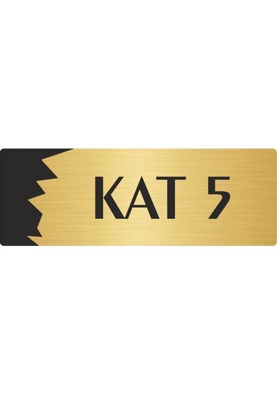 Metal Departman Kapı İsimliği, Yönlendirme Levhası Kat 5 5x20 Cm Altın Renk