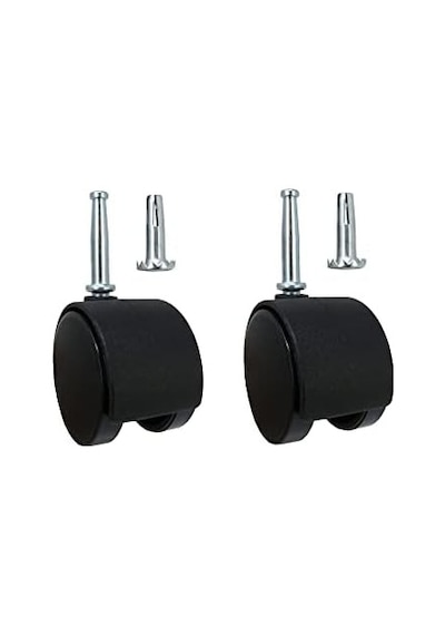 Shepherd Hardware 9406 Ofis Sandalyesi Tekerleği, Frenli Çift Tekerlek, 5 Cm, 8 Mm Şaft Çapı, 34 Kg Taşıma Kapasitesi, 2&apos Li Paket, Siyah Ahşap