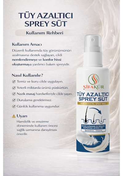 Şifakür Tüy Azaltıcı Sprey Süt 100 ML