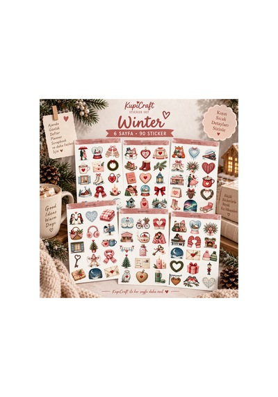 Romantik Kış Temalı Sticker Winter Ajanda Scrapbook Journal 0