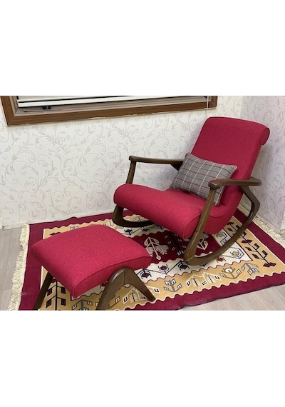 Asedia Ekol Ceviz Kırmızı Sallanan Sandalye Modern Dinlenme Koltuğu