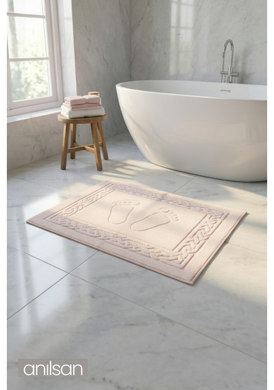 Pudra Greek Ayak Havlusu - 50x70 Cm, 245 Gr, %100 Pamuk, Spa Ve Otel Banyo Paspası, Günlük Kullanıma pudra