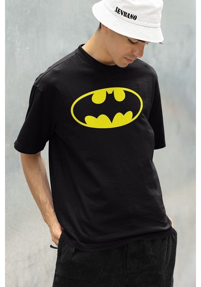 The Batman Kahraman Karakter Baskılı Unisex Oversize Tişört Siyah