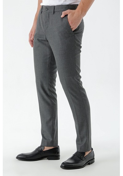 Morven Erkek Siyah Beard Desenli Slim Fit Classic Pantolon Siyah