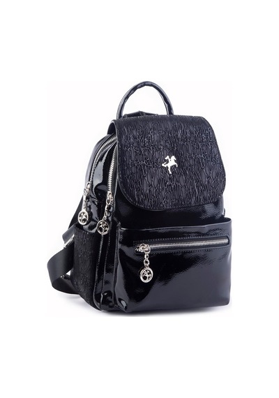 Nas Bag Kadın Sırt Çantası Çift Gözlü Spor Çanta 23x26x14 Cm Siyah Gümüş Krsk Rugan Çok Renkli
