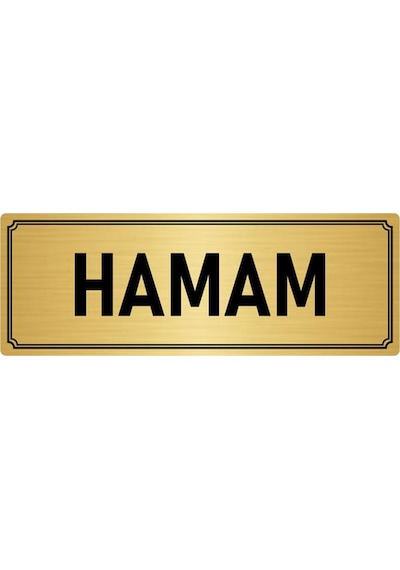 Metal Yönlendirme Levhası, Departman Kapı İsimliği Hamam 10x20 cm Altın Renk