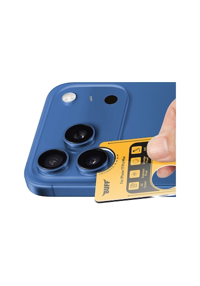 Buff Apple Uyumlu iPhone 17 Pro Max Metal Kamera Lens Koruyucu Blue Mavi