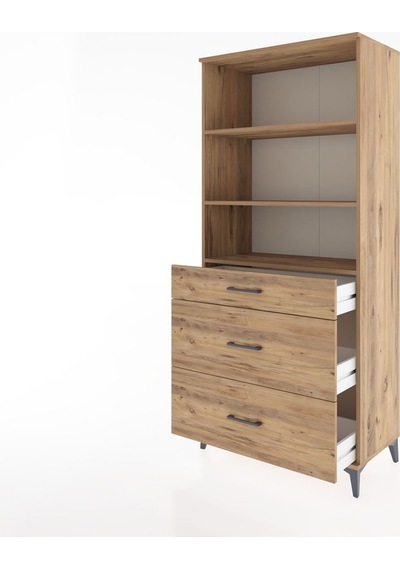 Hyperion Dolap 3 Raflı 3 Çekmeceli 88x44x195 Çam-çam Çam