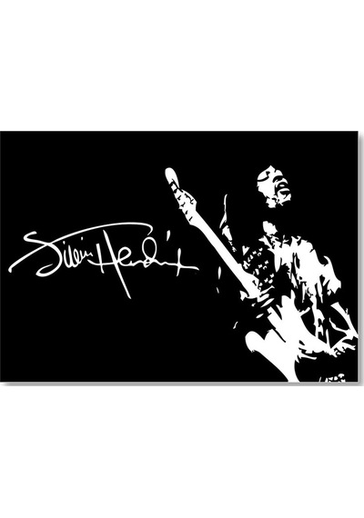 Cakasepetim Jimi Hendrix Gitarist İmzalı Sb Ahşap Mdf Tablo