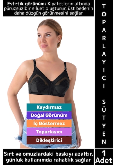 Wintoup İz İç Göstermez Meme Dikleştirici Şekillendirici Esnek Konforlu Estetik Şık Göğüs Toparlayıcı Sütyen Siyah