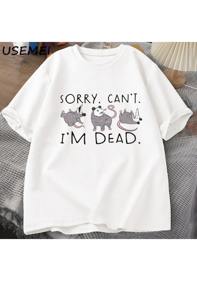 Flood Of Style Opossum Sevgilisi İçin Possum T Shirt Komik Grafik T-shirt Anksiyete Saldırı T Shirt Pamuk Kı Beyaz