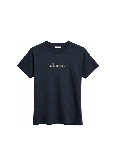 Mixray 2079 Kadın Pamuk Baskılı Bisiklet Yaka Basic T-shirt Lacivert