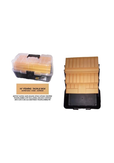 Asr-5038 16" Şeffaf Raflı Balıkçı Takım Çantası