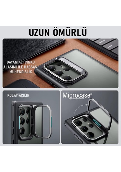 Samsung Galaxy Uyumlu S24 Ultra Caıro Koruma Ve Standlı Kılıf Al4971 Gri