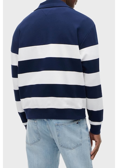 Tommy Hilfiger Relaxed Fit Fermuarlı Yaka Çizgili Sweat Erkek Sweat Mw0mw43190 Dcc Lacivert