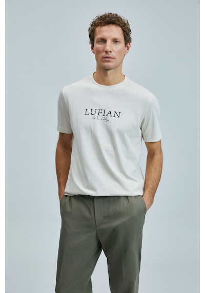 Lufian 111020238 Love Modern Grafik T- Shirt Erkek Tişort Ekru