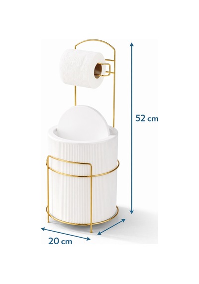 Lüx Gold Banyo Wc Tuvalet Kağıtlığı Çöp Kovası Takım Plastik Kova 6 Litre Paslanmaz Tel Beyaz