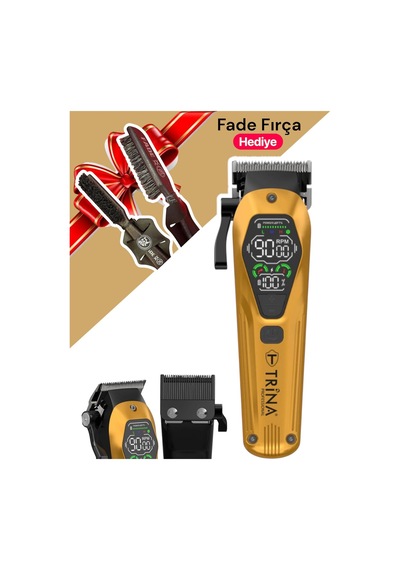 0079 Sarı Profesyonel Saç Kesme Makinası 9000 Rpm / 126 Xx Fade Fırça Hediyeli