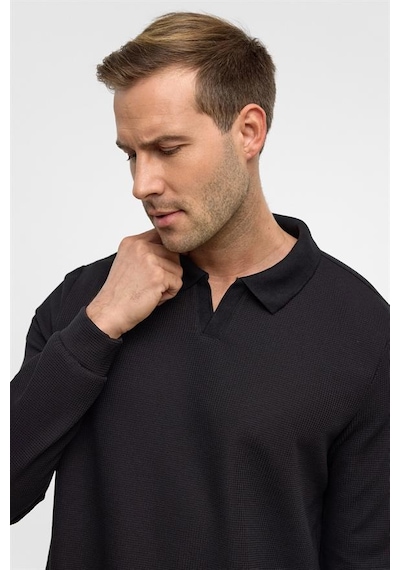 Süvari Siyah Regular Düz Fermuarlı Polo Yaka Sweatshirt Sw2013700020-s09 Siyah