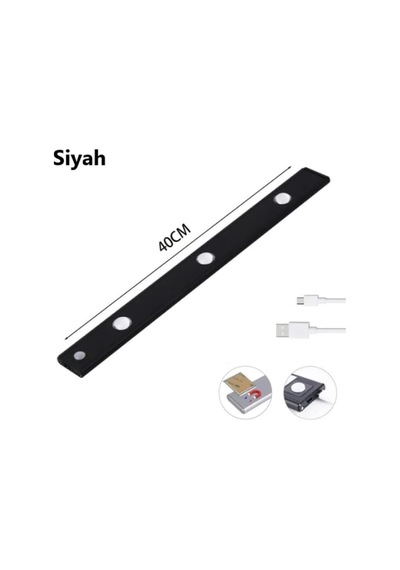 Rultech 40cm Harekete Duyarlı Led İnsan Vücudu Sensörlü Usb Sarj Taşınabilir Kablosuz Mutfak Elbise Dolabı Merdi Diğer