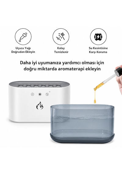Efektli Hava Nemlendirici Ve Aromaterapi Difüzörü 900 Ml Büyük Kapasite, Rgb Led Işık, 6 Çıkışlı Güçlü Püskürtme