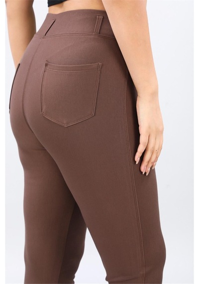 Petunya Butik Yüksek Bel Toparlayıcı Kadın Pantolon Kahve