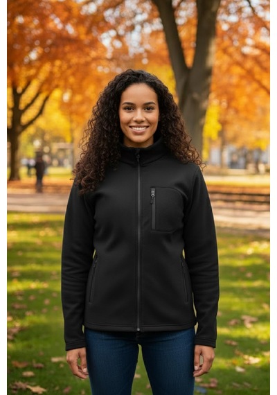 Machi Unisex Siyah Tam Fermuarlı 3 Cepli Yumuşak Polar Ceket Siyah