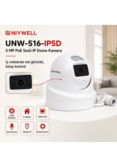 Unıywell Unw-516-ıp5d 5 Mp Poe Sesli İp Dome Kamera