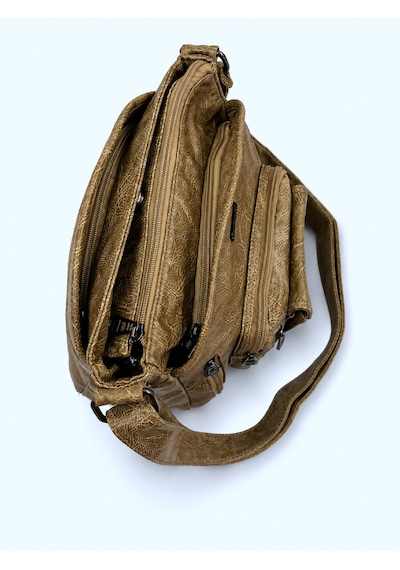 Sanmorris Kadın Modern Tasarımlı Çok Bölmeli Omuz Çantası Beige