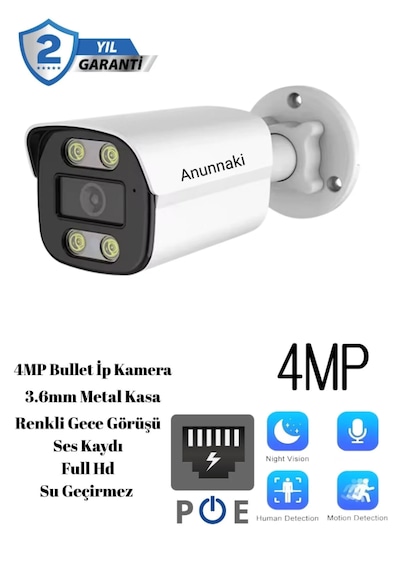 Alfas Bullet İp 4mp Kamera Su Geçirmez Gece Görüşlü