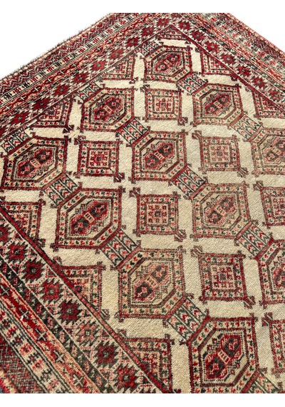 El Dokuma Eskitme Vintage İran Halısı 94x177 Kiremit Krem Yün Kiremit