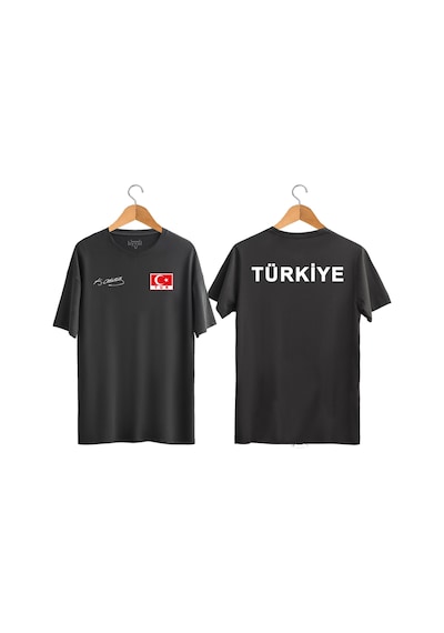 Türkiye Yazılı Atatürk İmzalı Türk Bayrağı Baskılı Tişört Ayyıldızlı T-shirt SIYAH Türkiye Yazılı Atatürk İmzalı Türk Bayrağı Baskılı Tişört Ayyıldızlı T-shirt SIYAH